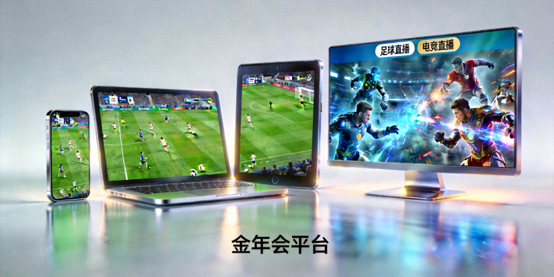 金年会平台在多种设备上展示足球直播和电竞直播的多屏观看体验场景